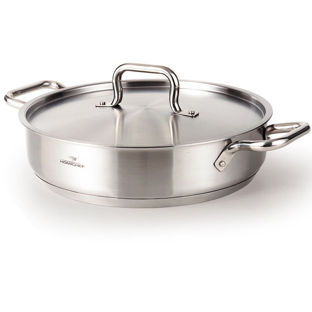 HOMICHEF Pentola Grande in Acciaio Inossidabile Senza Nichel con Coperchio in Vetro (29 cm, 22,5 Litri) - Pentola per Zuppa a Induzione Resistente con Finitura a Specchio