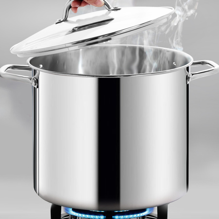 Homichef Mirror Polished Nickel Free Stainless Steel Big Size Stock Pot Homi Chef Large Heavy Ecological Nickel Free Stainless Steel Stock Pot 16qt W Lid No Toxic Non Stick Coating 6lbs