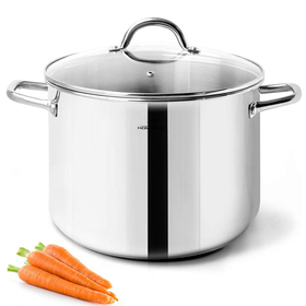 HOMICHEF Stock Pot 8 Quart with Lid Nickel Free Stainless Steel - Mirror Polished Stockpot 8 QT with Lid - HEALTHY COOKWARE Stockpots 8 Quart - Soup Pot for Induction Cooktop