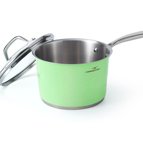 HOMICHEF 2.5 QT Mint Green Nickel Free Stainless Steel Saucepan with Glass Lid -  Non Toxic Induction Saucepan Coating Free - Mint Green Pan Shine Bright in Modern Kitchens