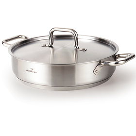HOMICHEF Braiser Pan 5 Quart with Lid Nickel Free Stainless Steel - Matte Polished Deep Saute Pan Non Toxic - 5 Qt Braiser with Stainless Steel Lid Induction