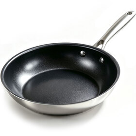 HOMICHEF 11 Inch Nonstick Ceramic Frying Pan - Nickel Free Stainless Steel Omelet Pan - Induction Compatible Ceramic Skillet