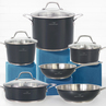 HOMICHEF 10-Piece Nickel Free Stainless Steel Cookware Set Navy Gray - Nickel Free Stainless Steel Pots and Pans Set - Healthy Cookware Set Stainless Steel - Non-Toxic Induction Cookware Sets